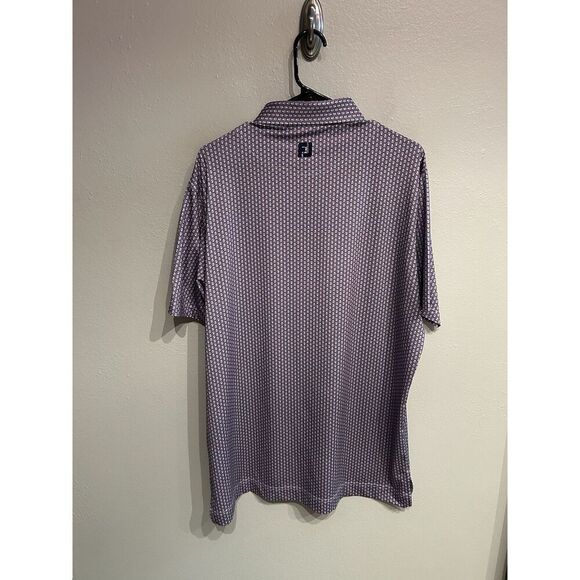 Footjoy Mens Large Polo Shirt Red Blue Seashell Clam Print Pattern - Picture 2 of 9